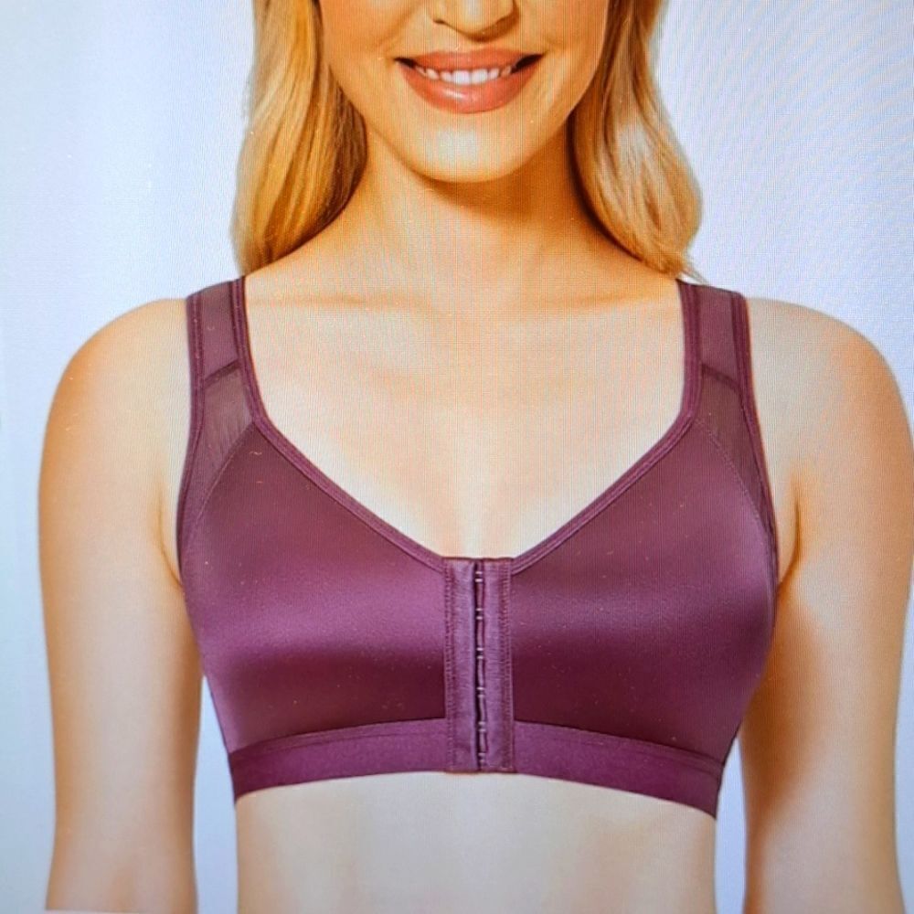 Delimira Bra X-Shaped Back Support Posture Sports Front Closure Wire Free 46DD
